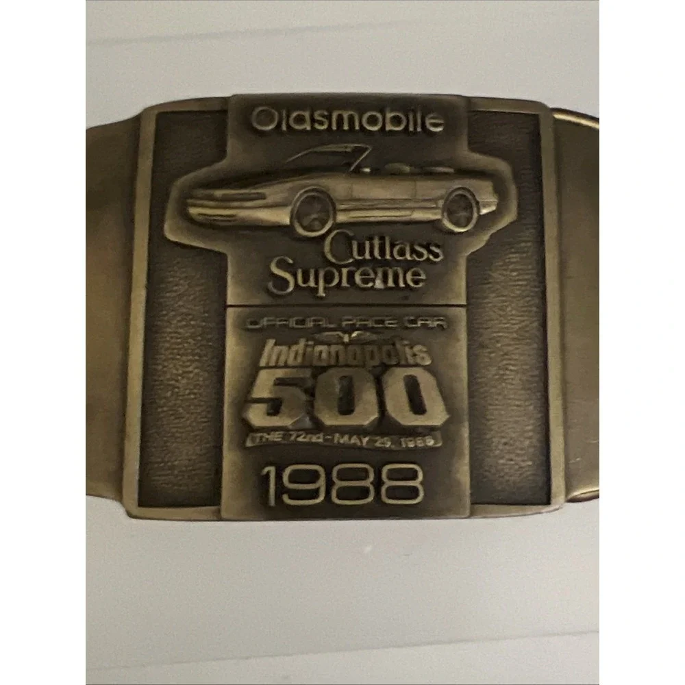 1988 Indianapolis 500 Oldsmobile Cutlass Supreme Pace Car Brass Belt Buckle‎